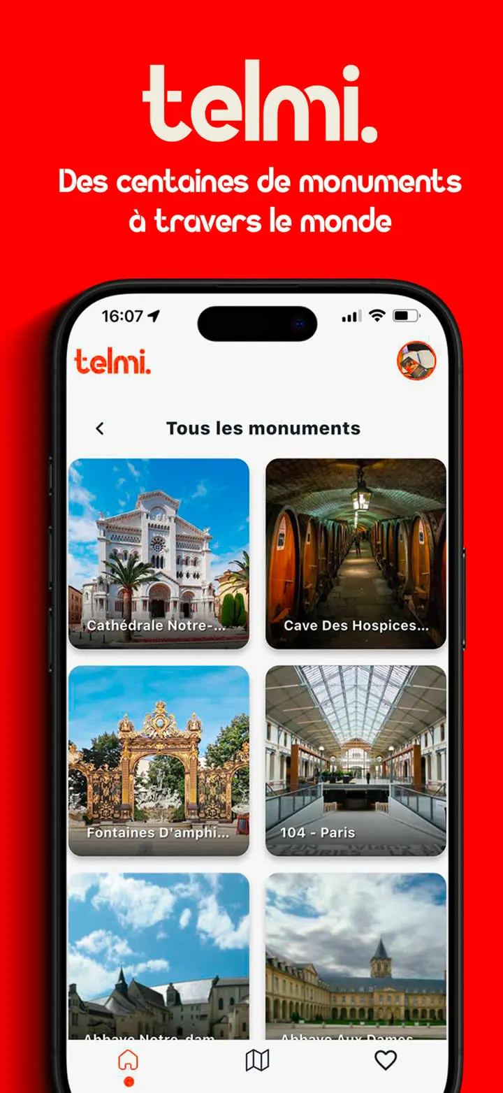 Liste de tous les monuments, en vignettes photographiques.