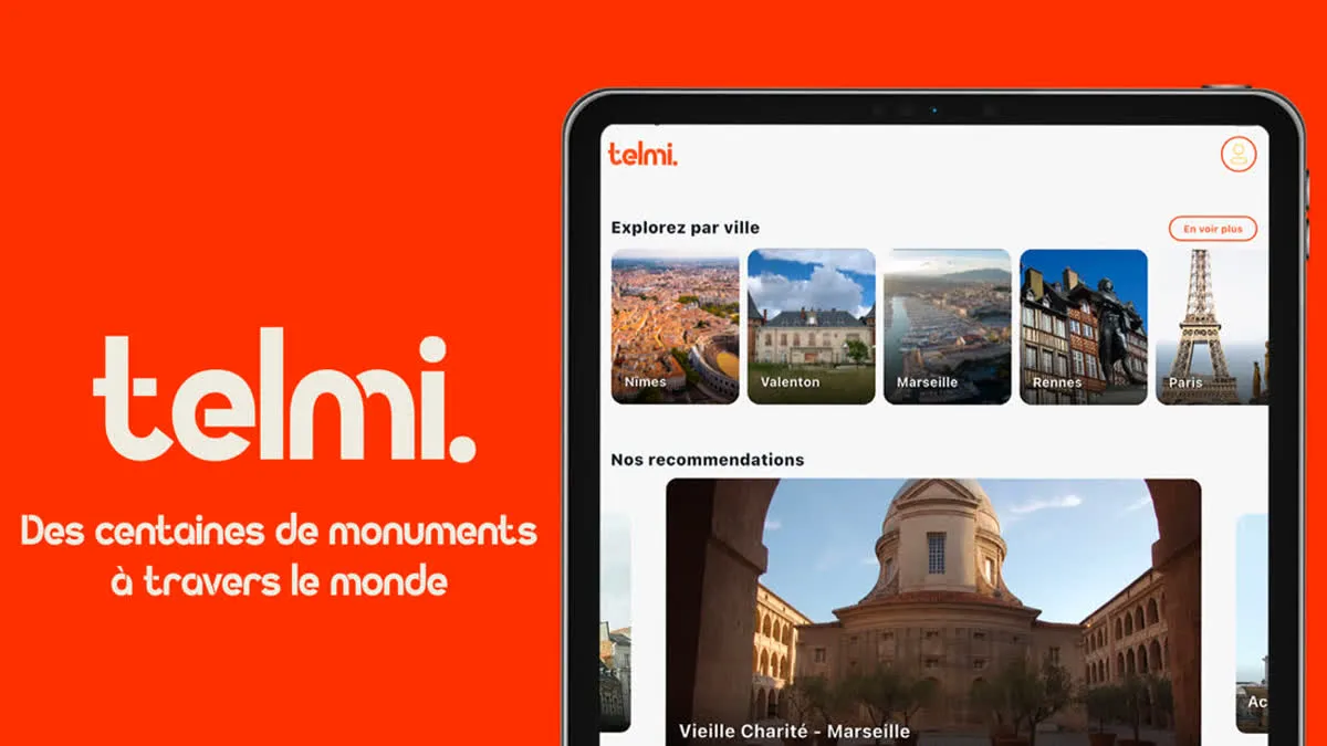 TELMI sur tablette : l’accueil de l’application, exploration par ville et recommandations.